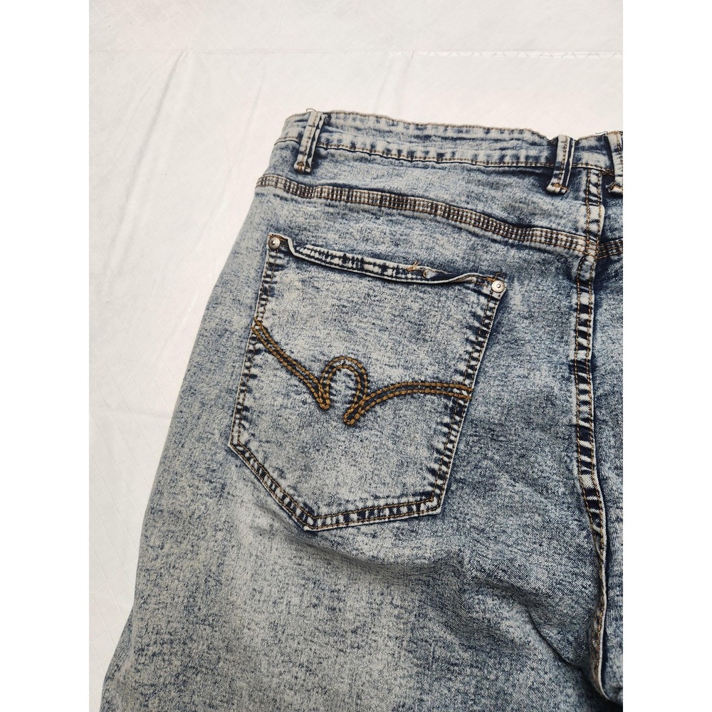 Rocawear Denim Bermuda Shorts Mens 42 Blue Acid Wash Relaxed Fit Stretch - Picture 14 of 15